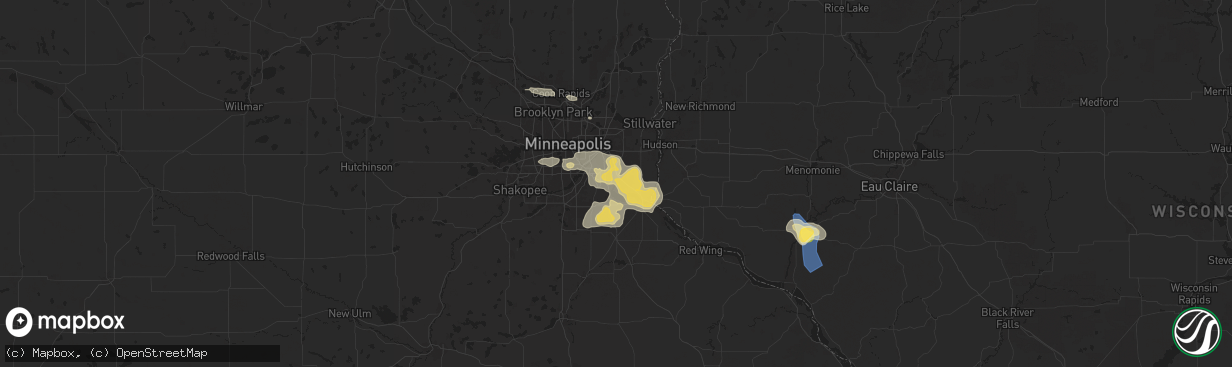 Hail map in Saint Paul Park, MN on August 15, 2025
