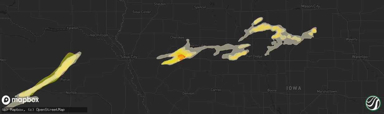 Hail map in Schaller, IA on August 15, 2025