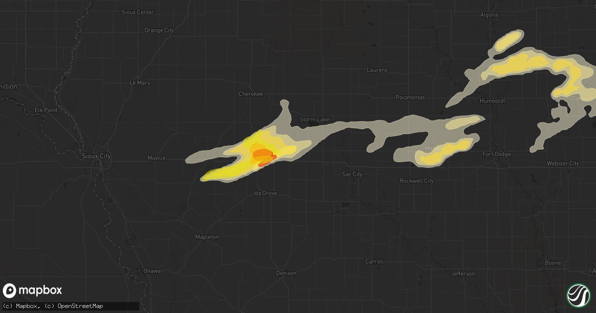 Hail map in Schaller, IA on August 15, 2025