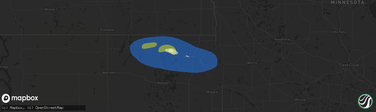 Hail map in Sisseton, SD on August 15, 2025