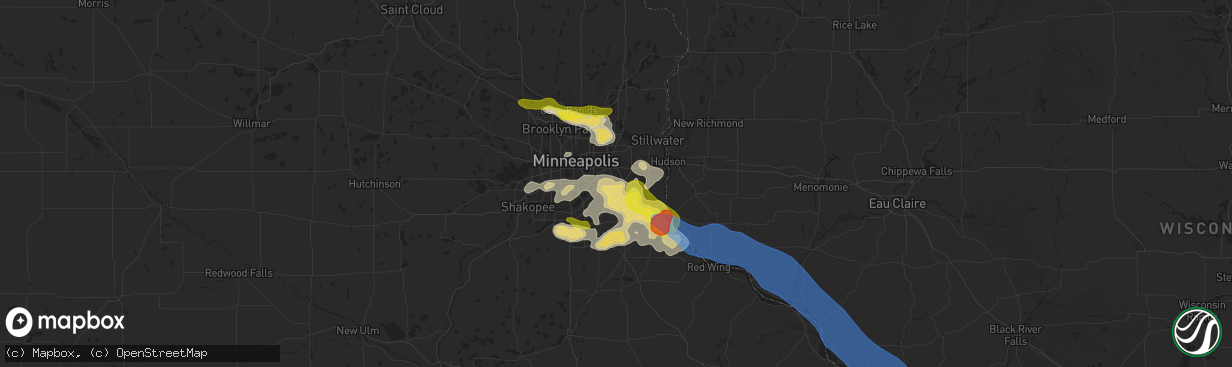 Hail map in South Saint Paul, MN on August 15, 2025