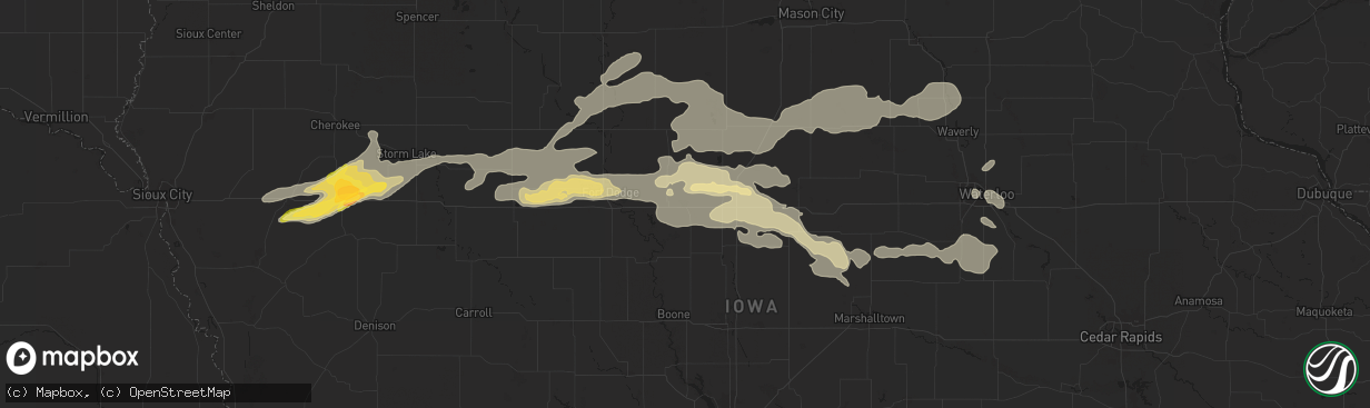 Hail map in Webster City, IA on August 15, 2025