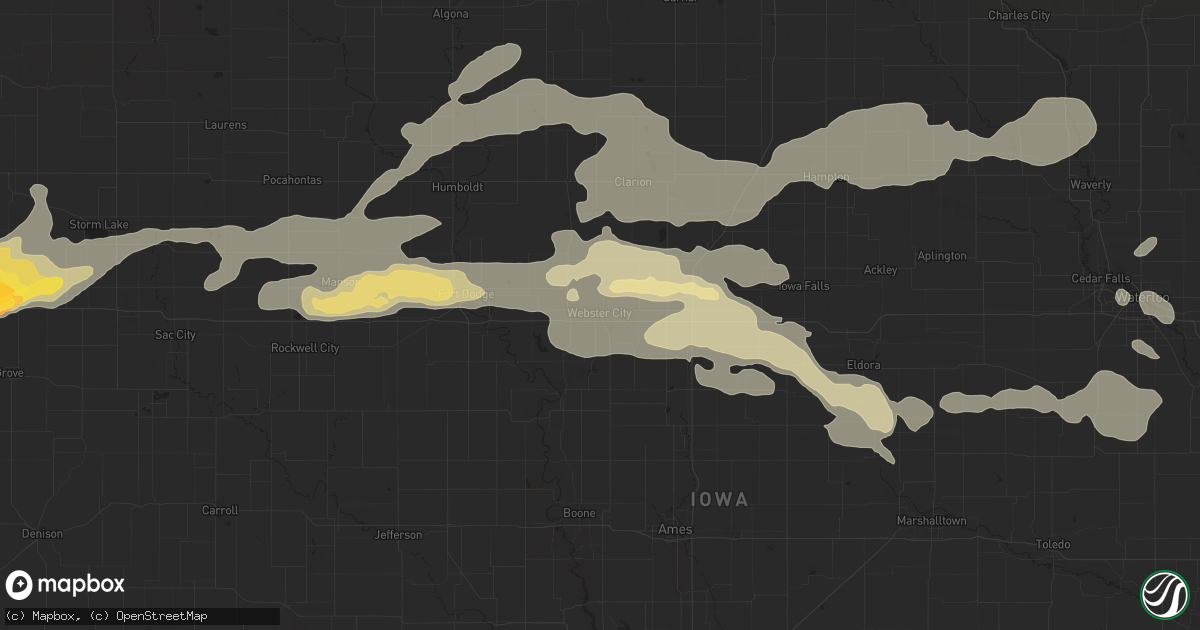 Hail map in Webster City, IA on August 15, 2025