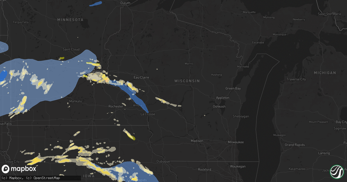 Hail map in Wisconsin on August 15, 2025