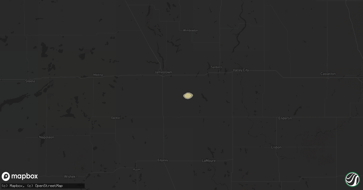 Hail map in Ypsilanti, ND on August 15, 2025
