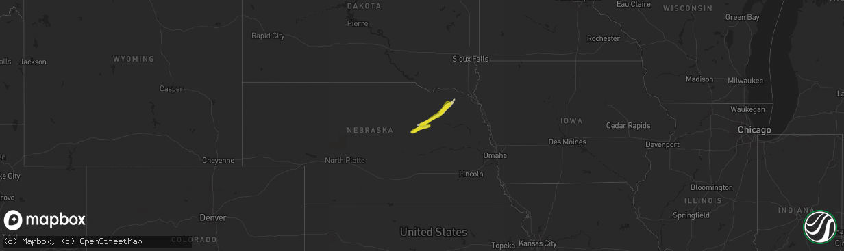 Hail map on August 15, 2025