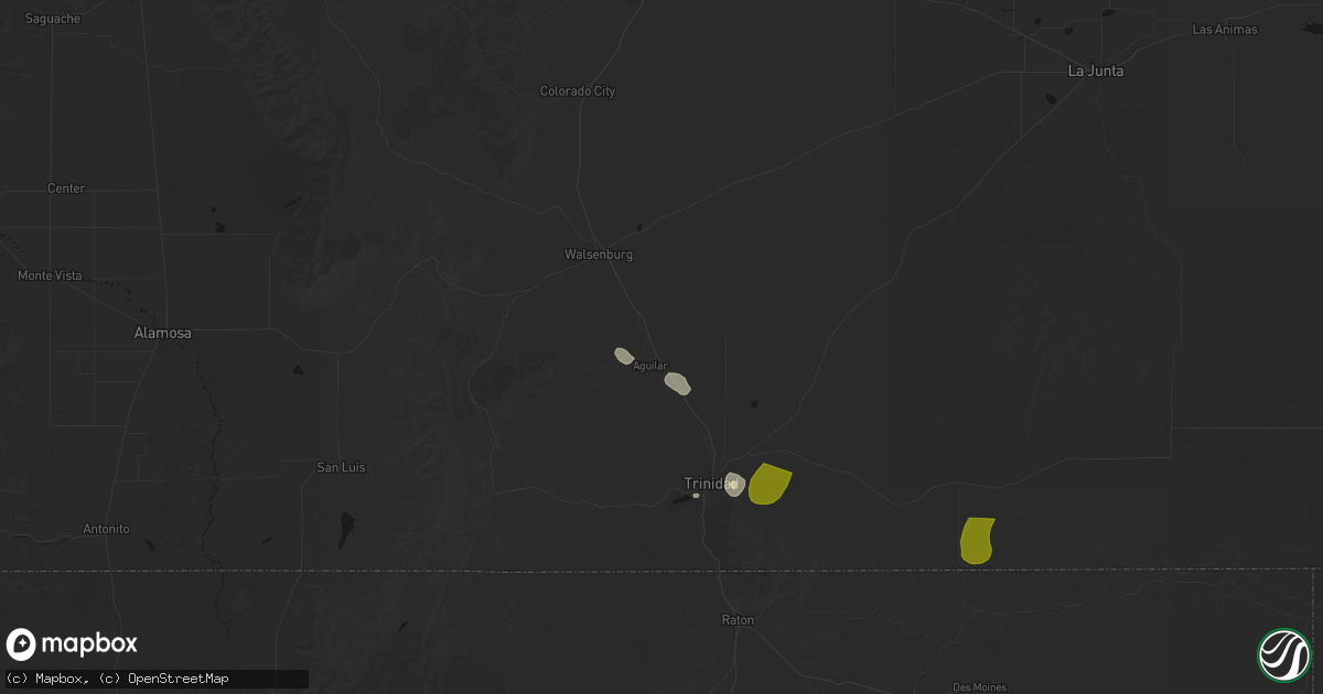 Hail map in Aguilar, CO on August 15, 2026