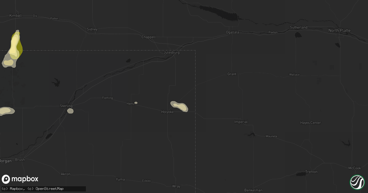 Hail map in Amherst, CO on August 15, 2026
