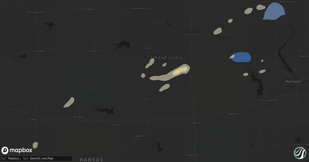 Hail map in Barnard, KS on August 15, 2026