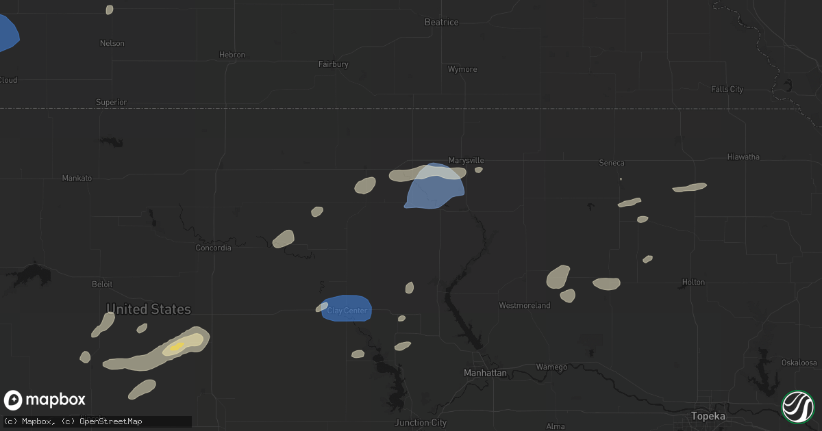 Hail map in Barnes, KS on August 15, 2026