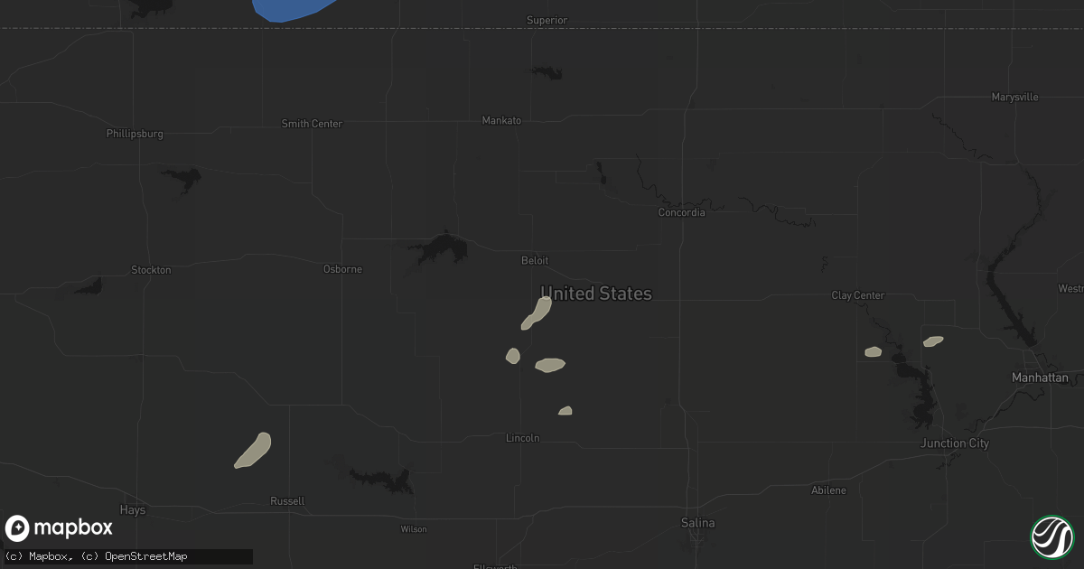Hail map in Beloit, KS on August 15, 2026