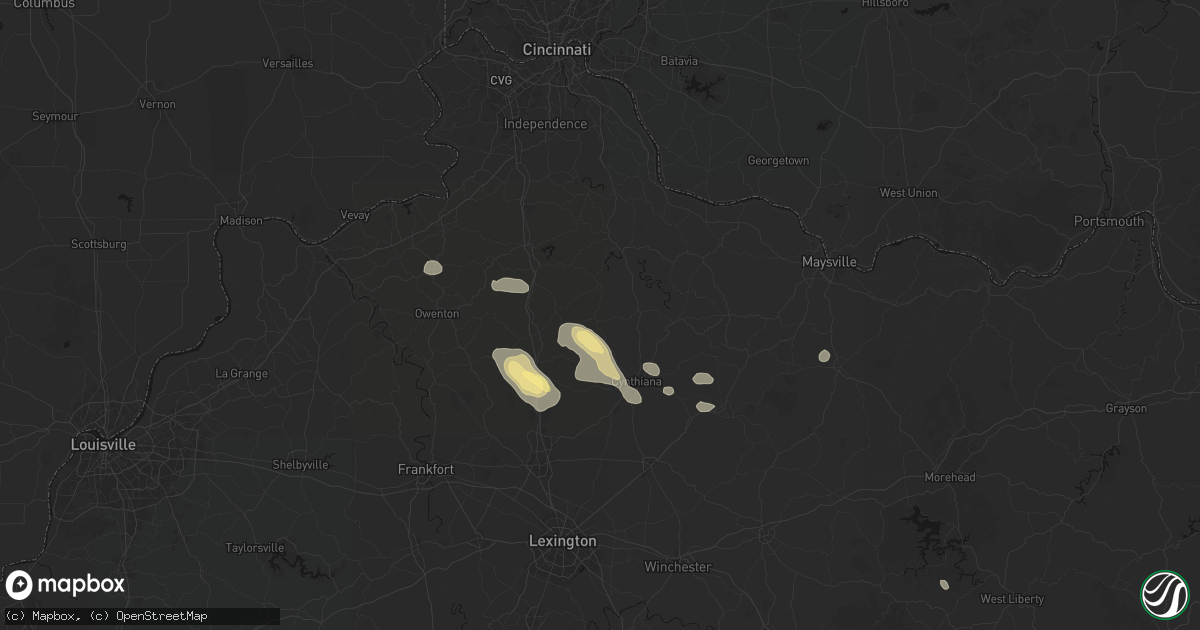 Hail map in Berry, KY on August 15, 2026