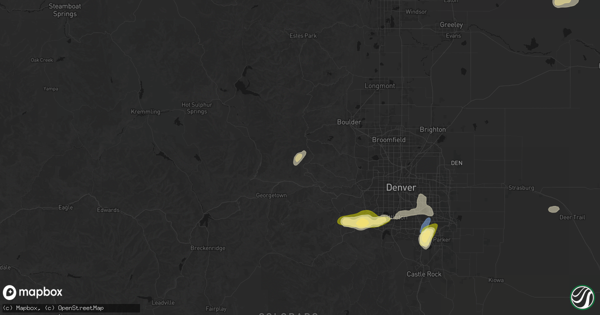 Hail map in Black Hawk, CO on August 15, 2026