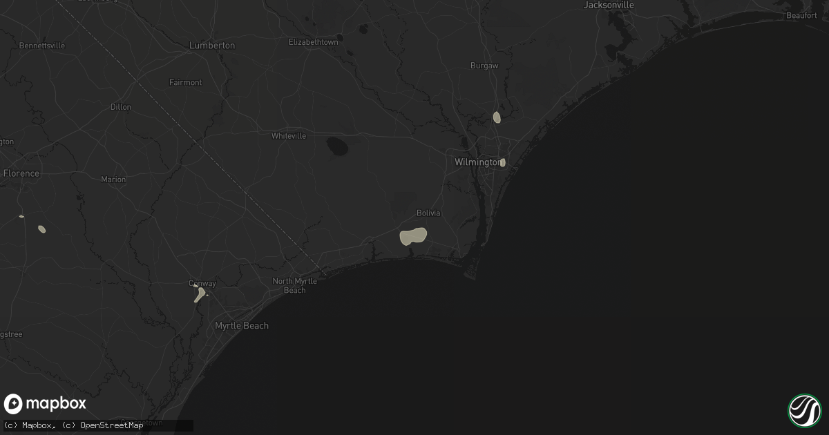 Hail map in Bolivia, NC on August 15, 2026