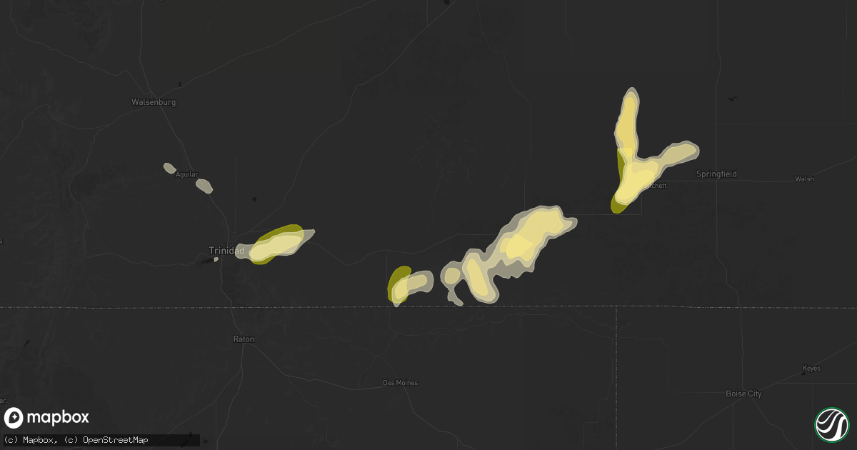 Hail map in Branson, CO on August 15, 2026