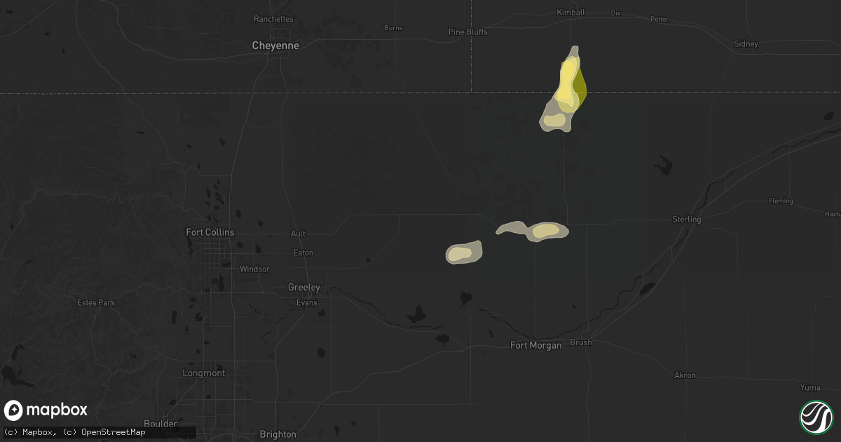 Hail map in Briggsdale, CO on August 15, 2026