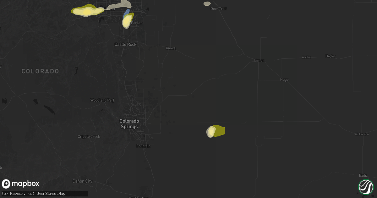Hail map in Calhan, CO on August 15, 2026