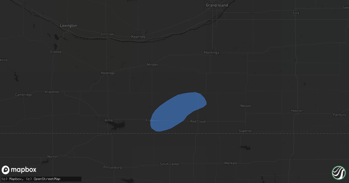 Hail map in Campbell, NE on August 15, 2026