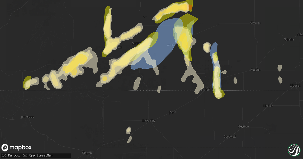 Hail map in Campo, CO on August 15, 2026