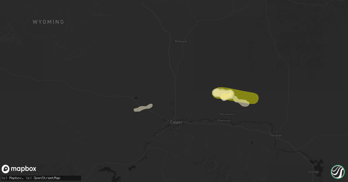Hail map in Casper, WY on August 15, 2026