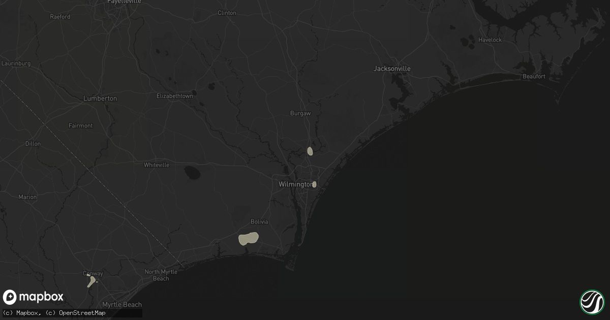 Hail map in Castle Hayne, NC on August 15, 2026