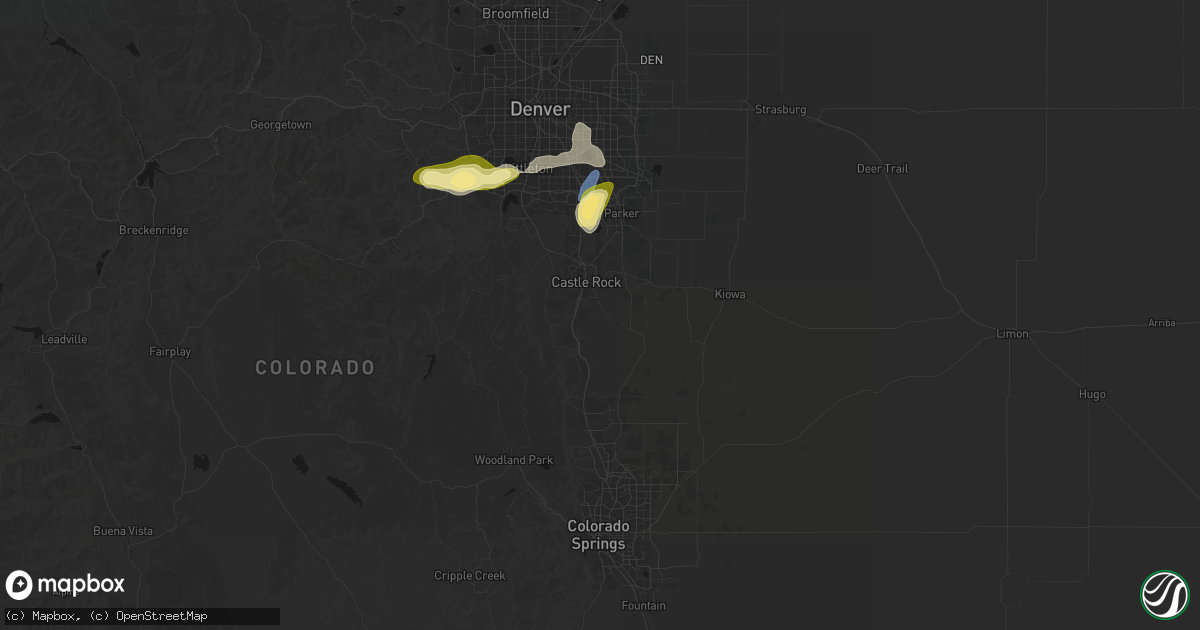 Hail map in Castle Rock, CO on August 15, 2026