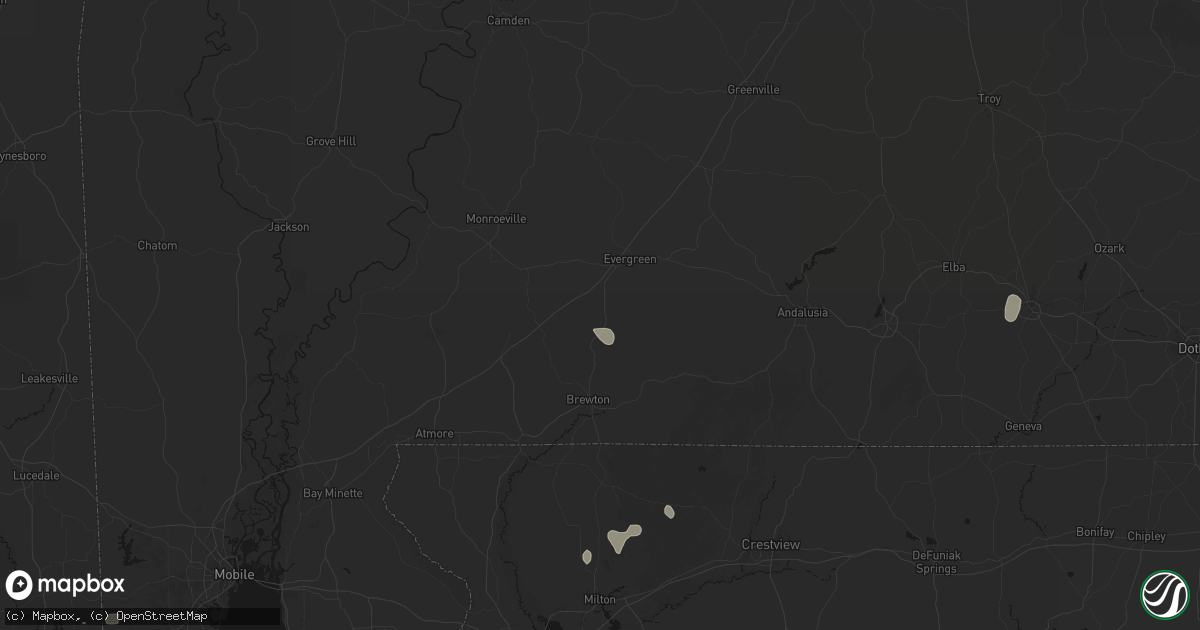 Hail map in Castleberry, AL on August 15, 2026