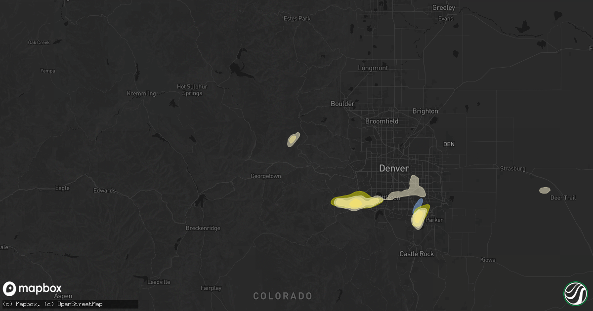 Hail map in Central City, CO on August 15, 2026