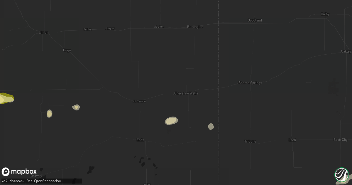 Hail map in Cheyenne Wells, CO on August 15, 2026