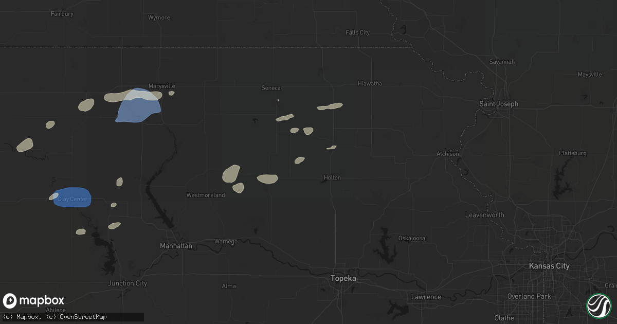 Hail map in Circleville, KS on August 15, 2026