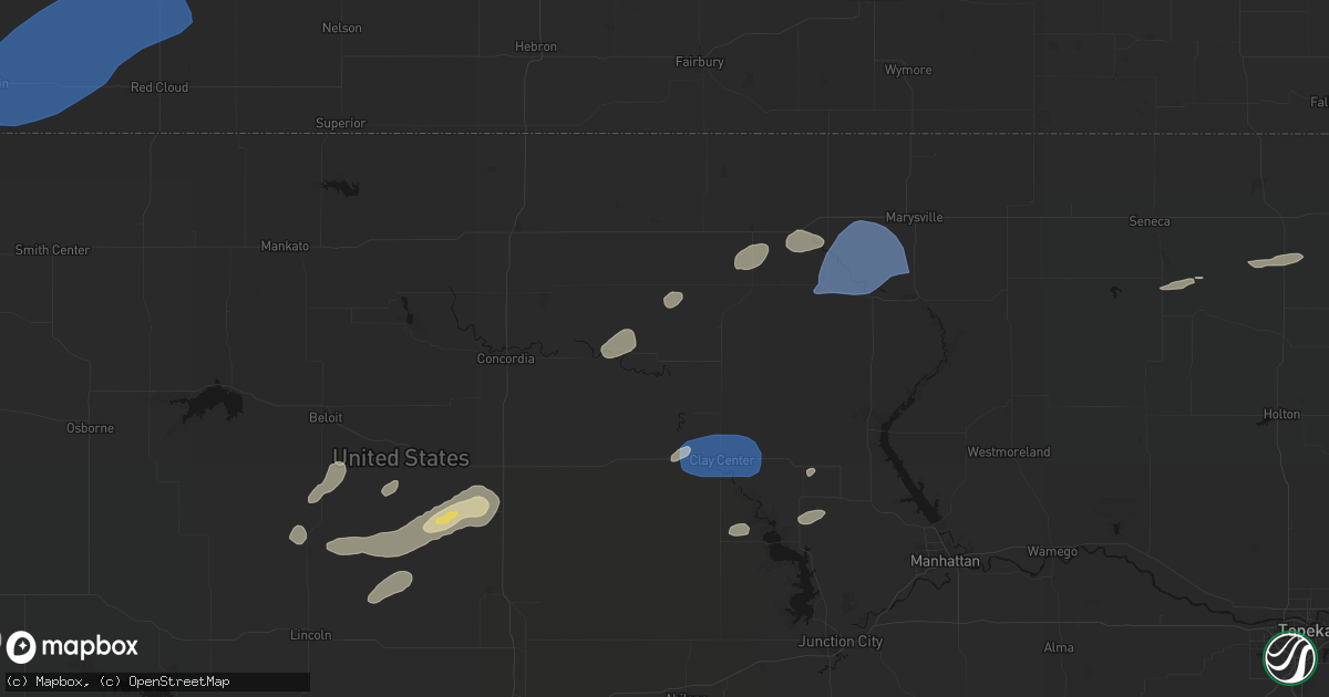 Hail map in Clifton, KS on August 15, 2026