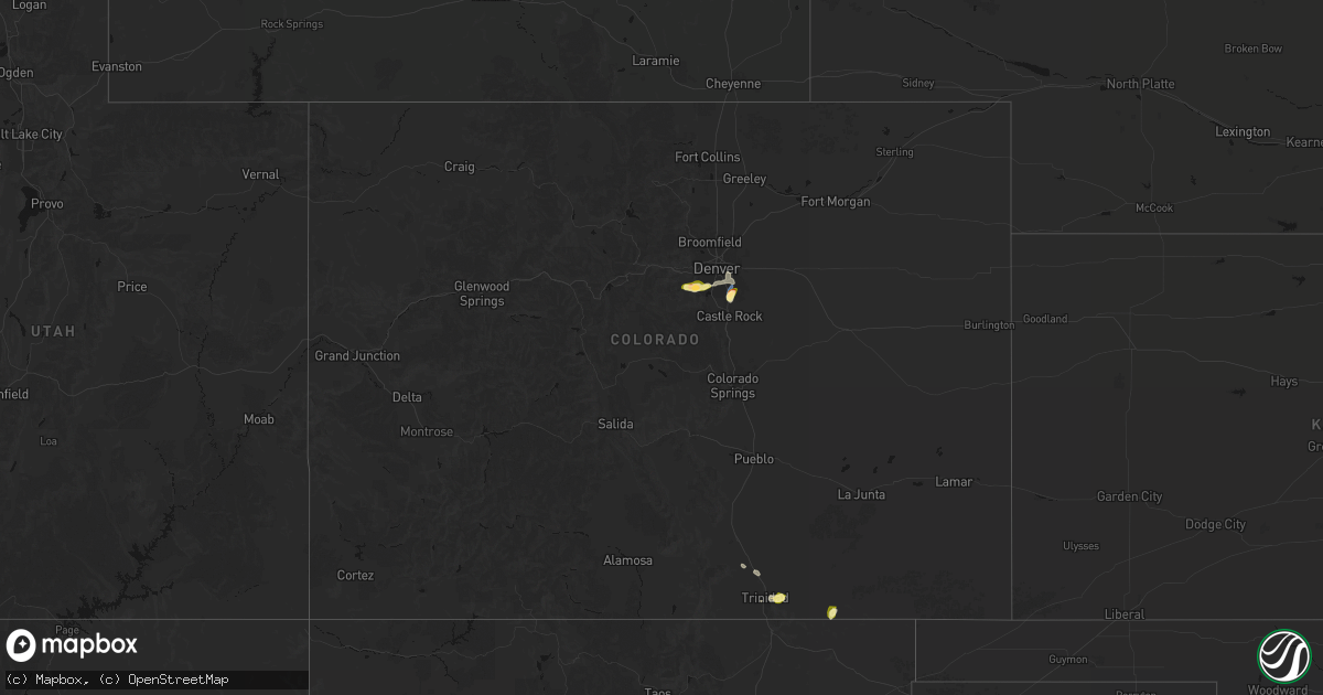 Hail map in Colorado on August 15, 2026