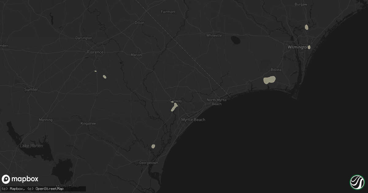 Hail map in Conway, SC on August 15, 2026