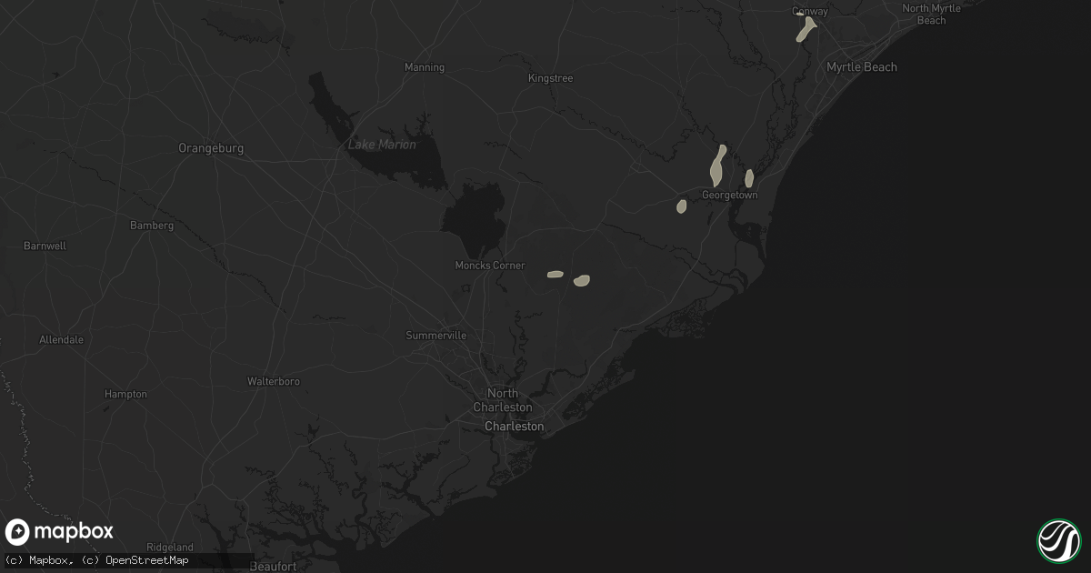 Hail map in Cordesville, SC on August 15, 2026