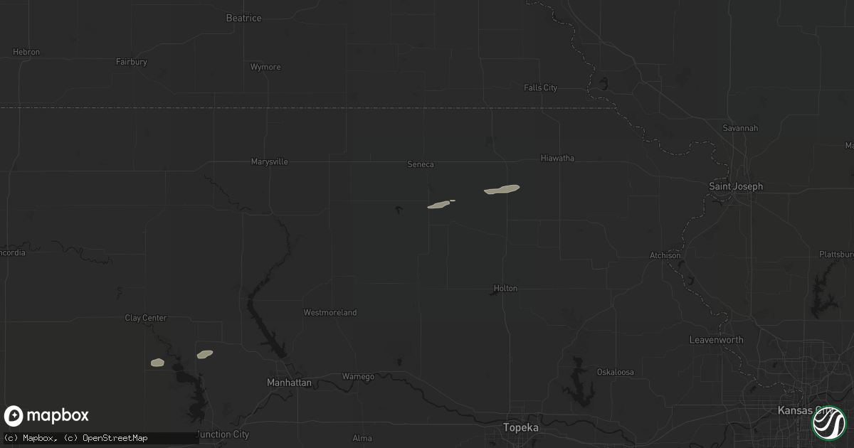 Hail map in Corning, KS on August 15, 2026