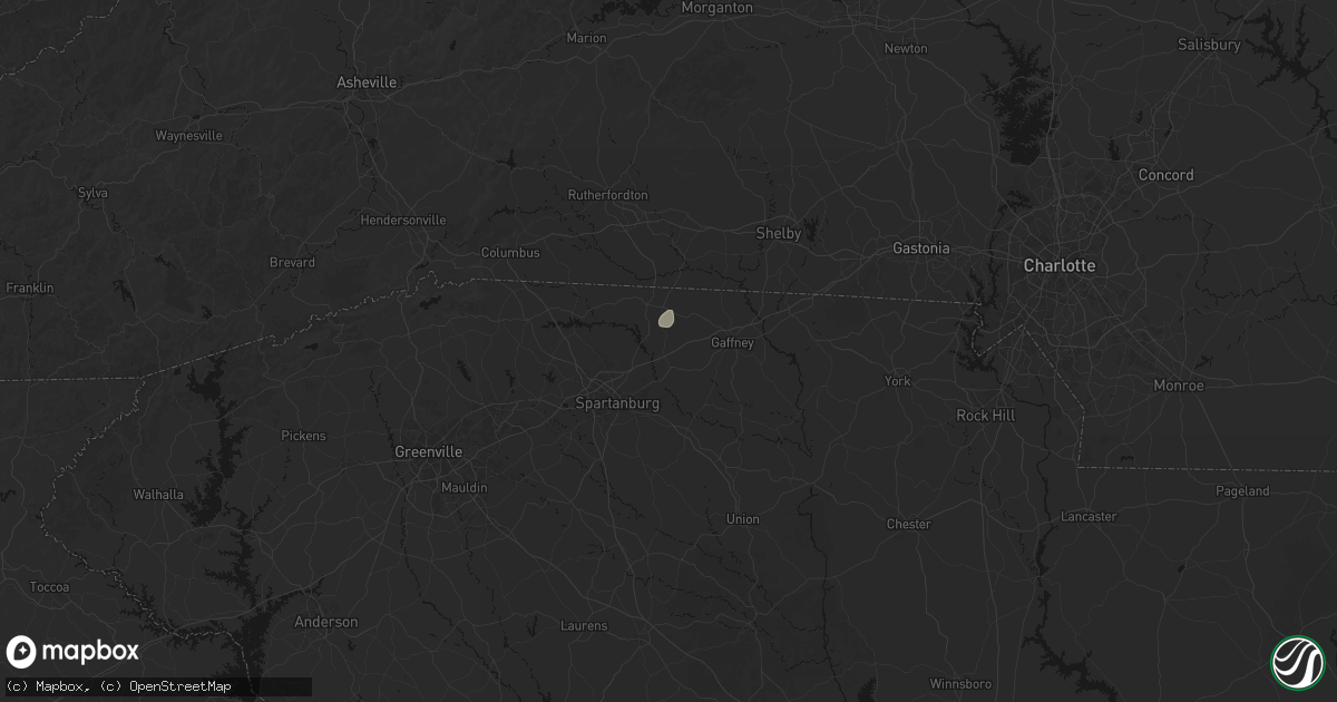 Hail map in Cowpens, SC on August 15, 2026
