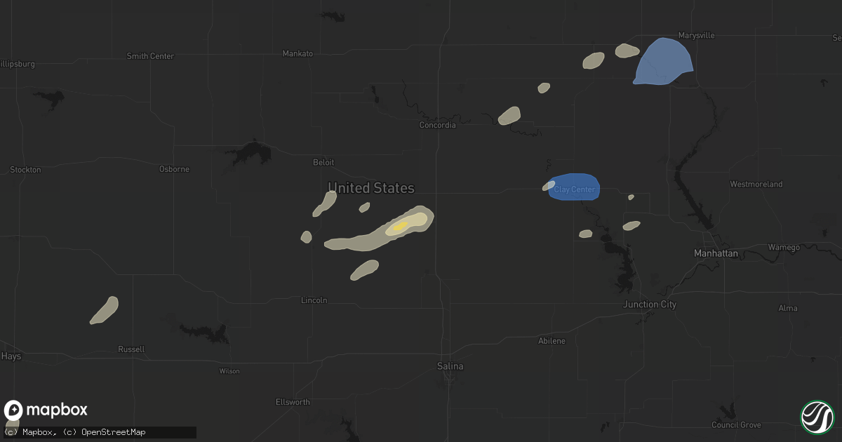 Hail map in Delphos, KS on August 15, 2026