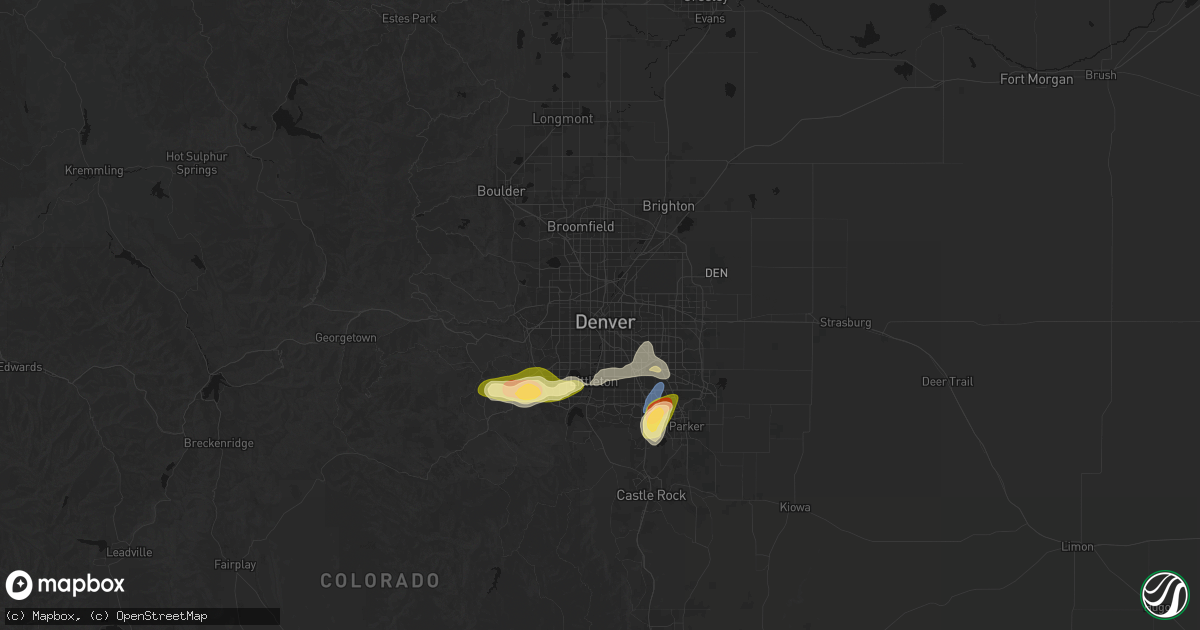 Hail map in Denver, CO on August 15, 2026