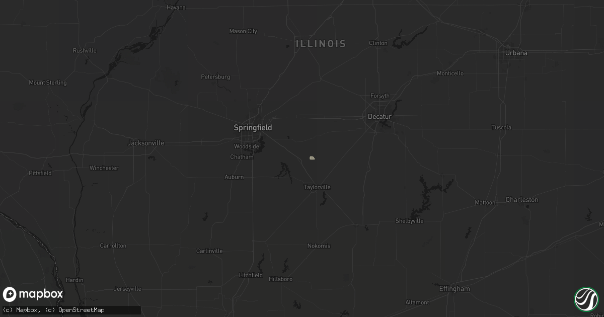 Hail map in Edinburg, IL on August 15, 2026