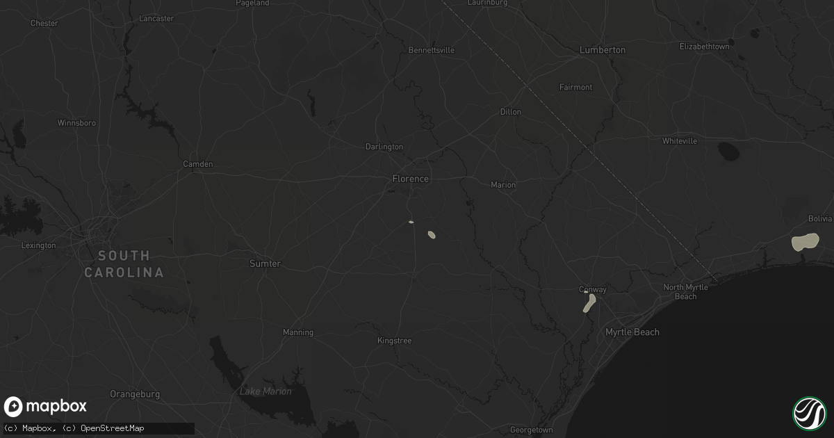 Hail map in Effingham, SC on August 15, 2026