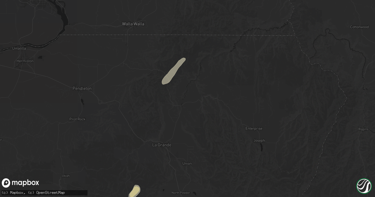 Hail map in Elgin, OR on August 15, 2026
