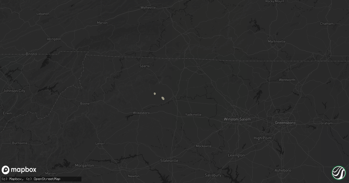 Hail map in Elkin, NC on August 15, 2026