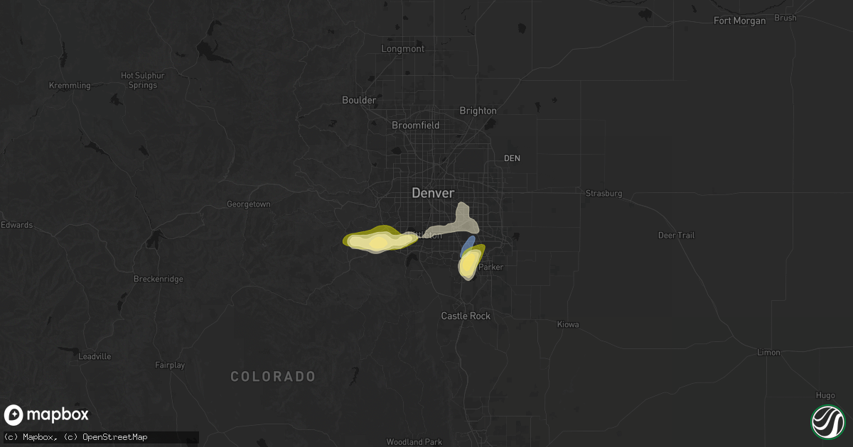 Hail map in Englewood, CO on August 15, 2026