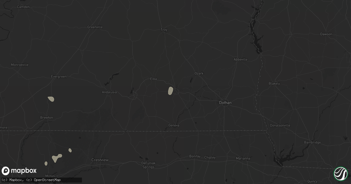Hail map in Enterprise, AL on August 15, 2026