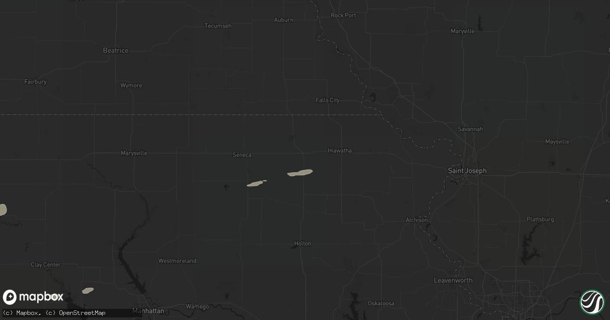 Hail map in Fairview, KS on August 15, 2026
