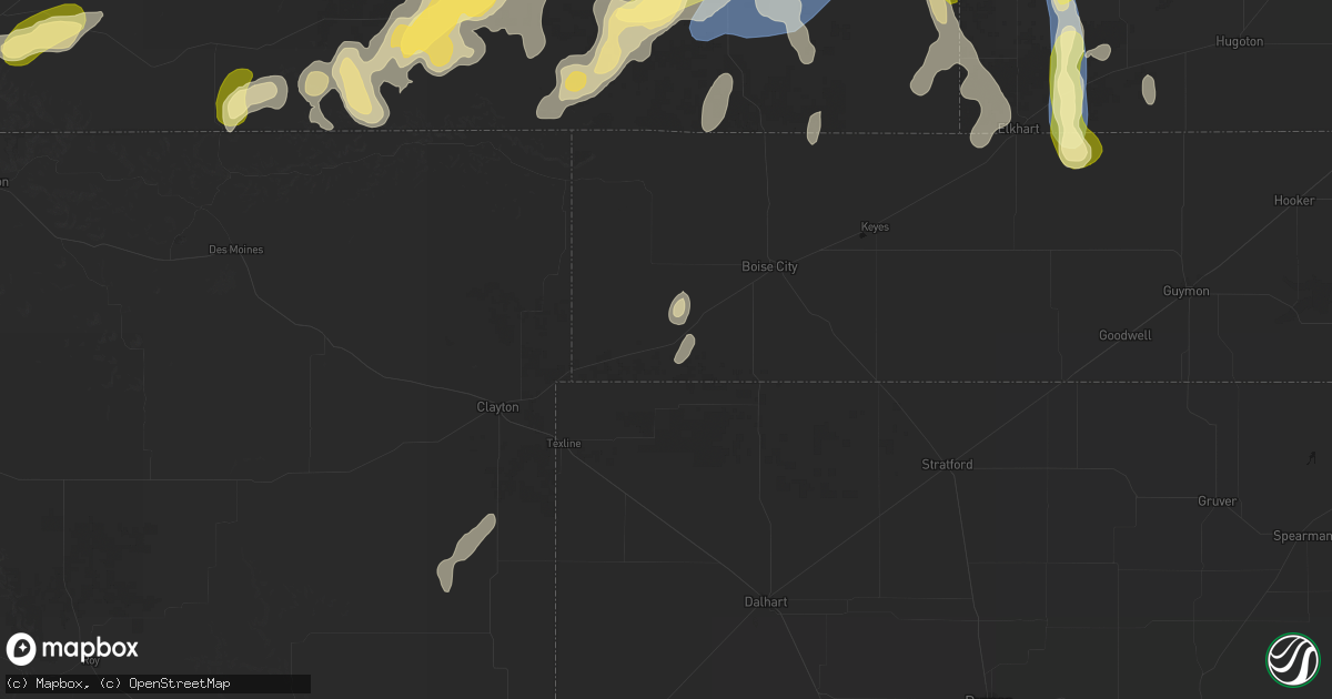 Hail map in Felt, OK on August 15, 2026