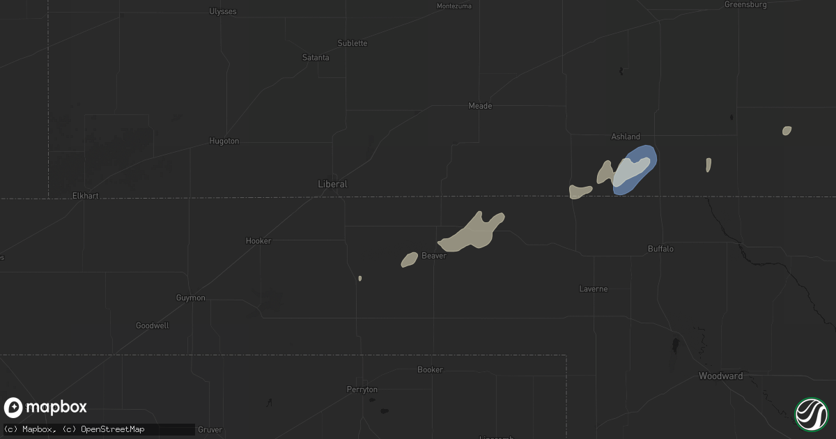Hail map in Forgan, OK on August 15, 2026