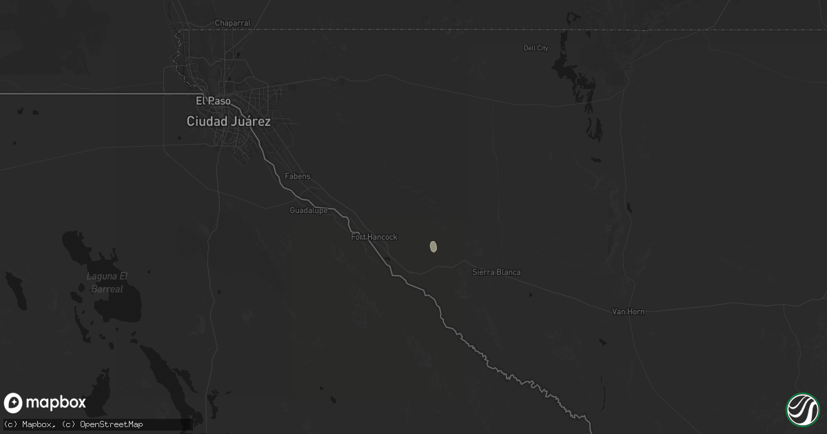 Hail map in Fort Hancock, TX on August 15, 2026