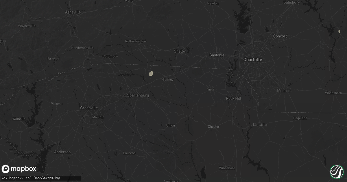 Hail map in Gaffney, SC on August 15, 2026