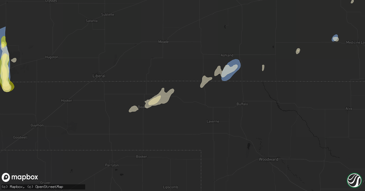 Hail map in Gate, OK on August 15, 2026